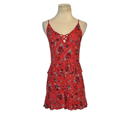 American Eagle red blue tank romper size 4 - Picture 13 of 15